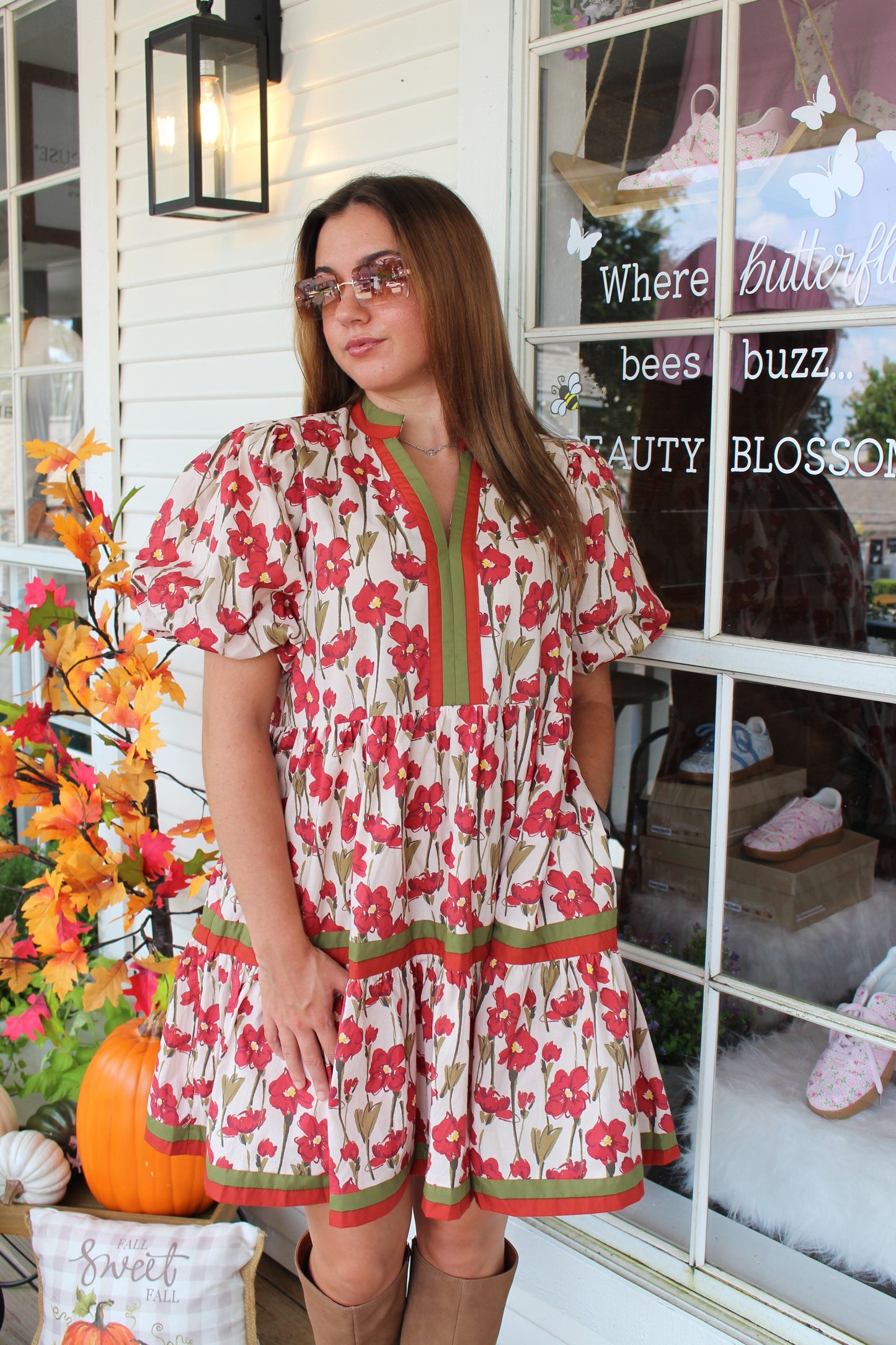 Rust Floral Mini Dress