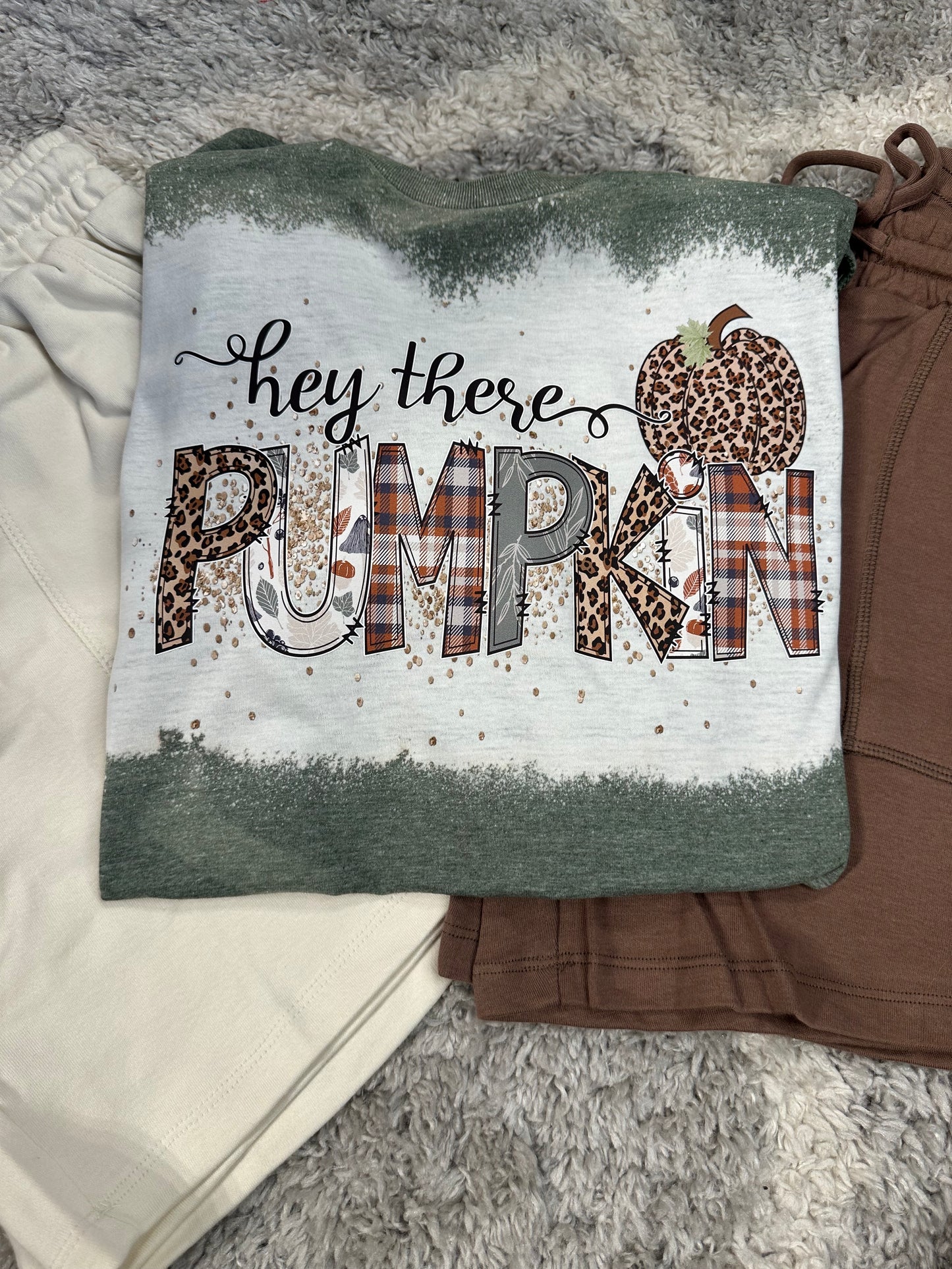 Heather Military Green "Hey There Pumpkin" Tee