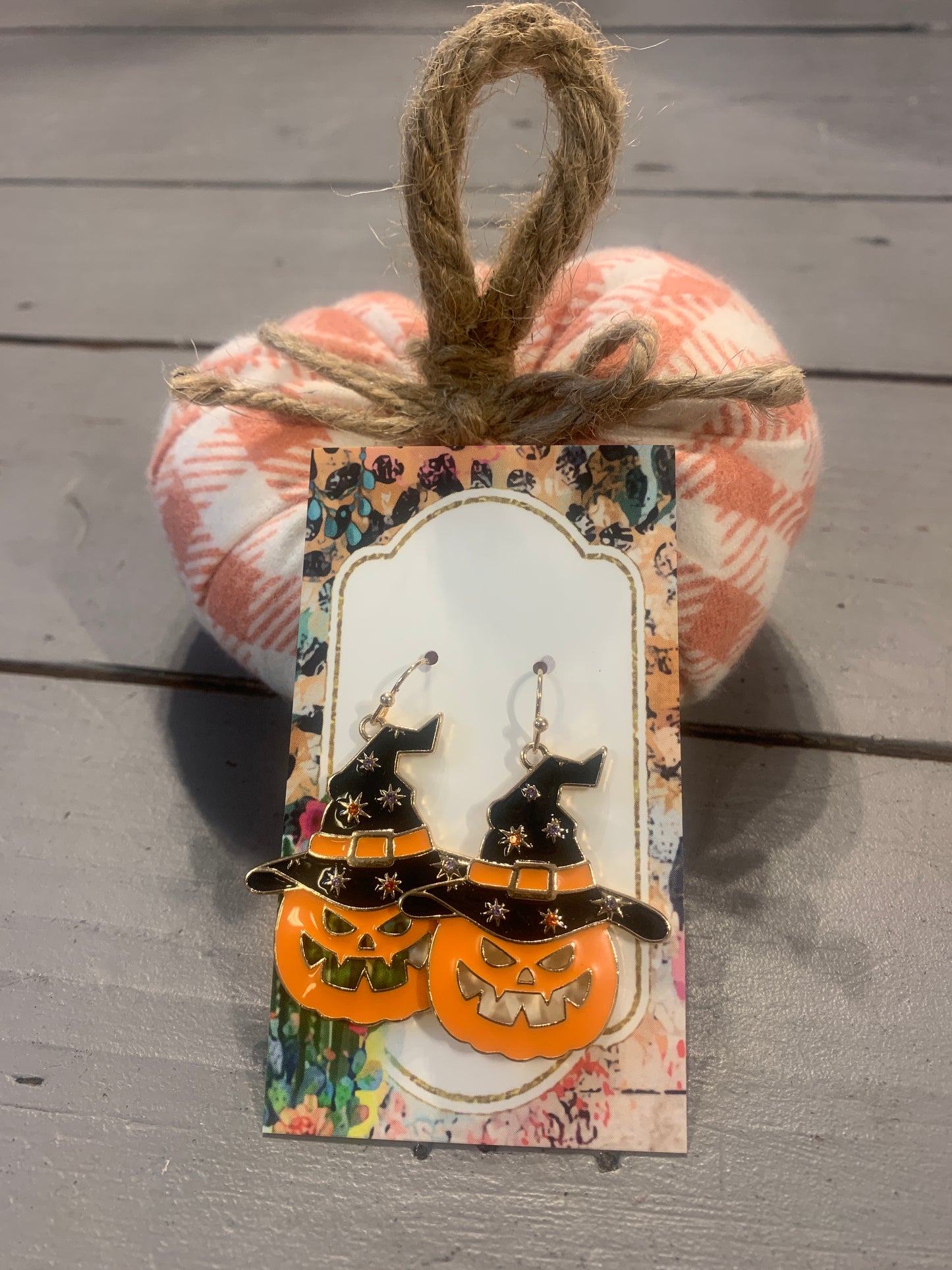 Jack-o-Lantern with Witch's Hat Earring