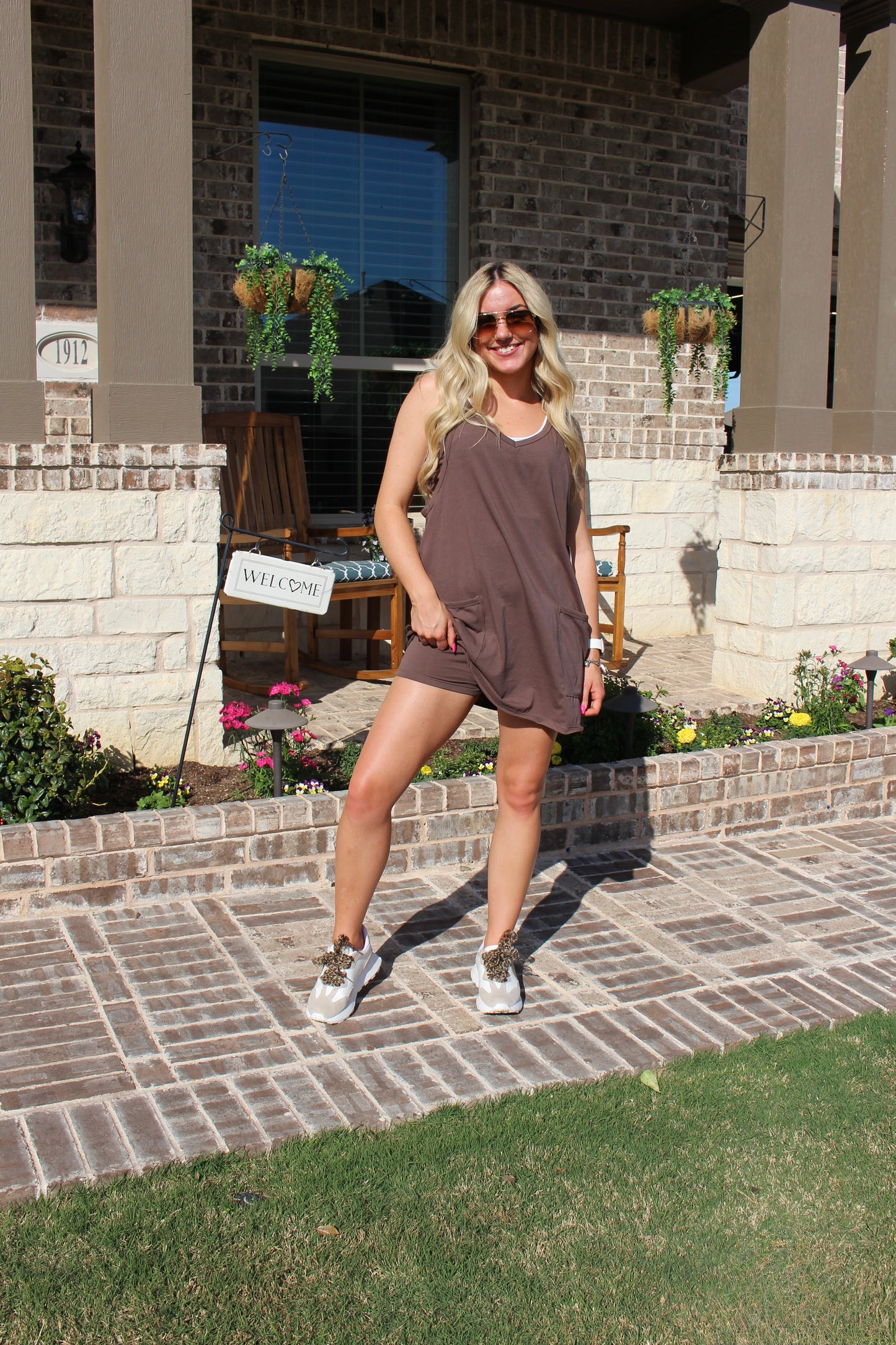 Brown Mini Dress with Pockets
