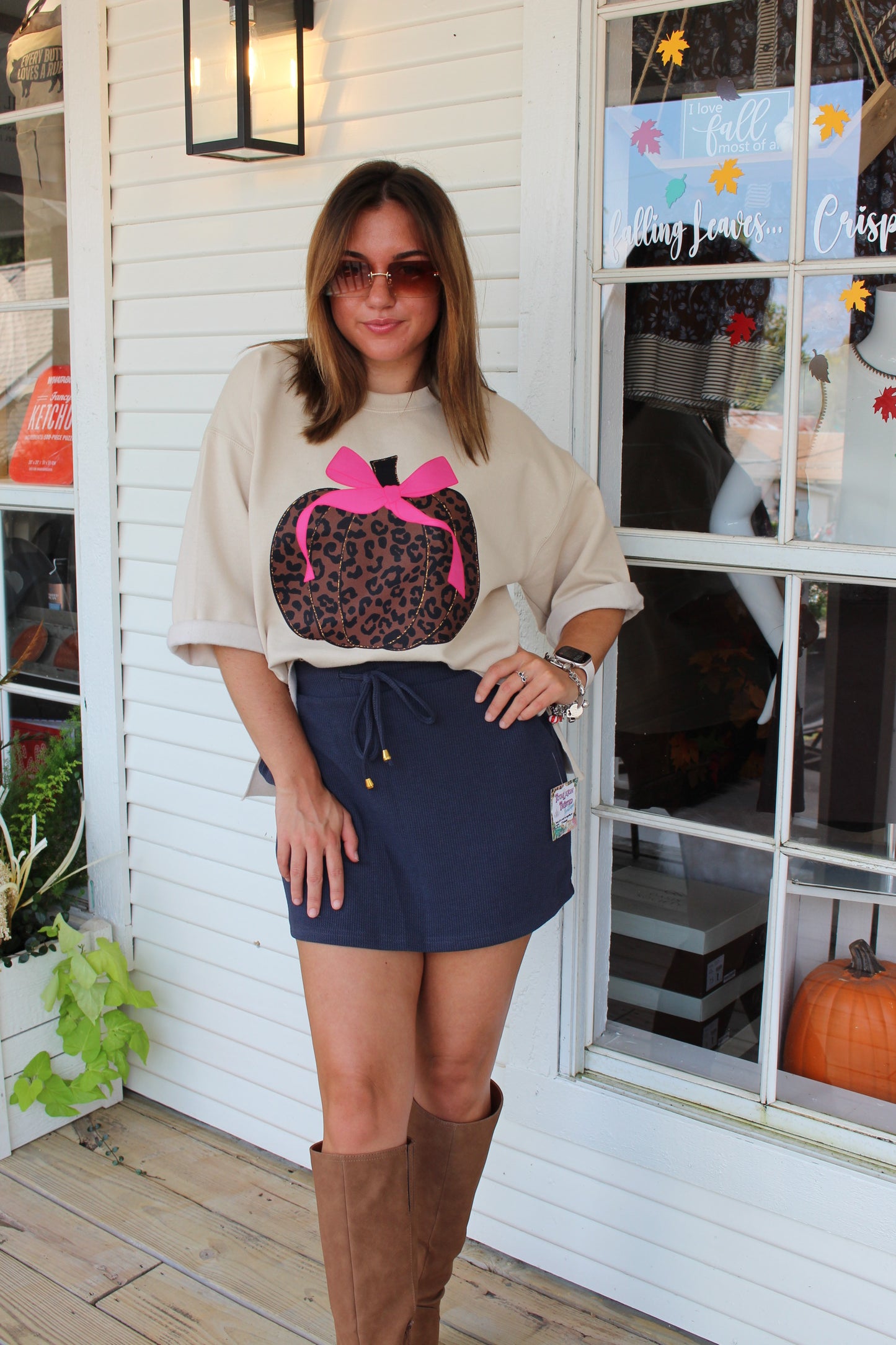 Navy Ribbed Skort w/ Pockets
