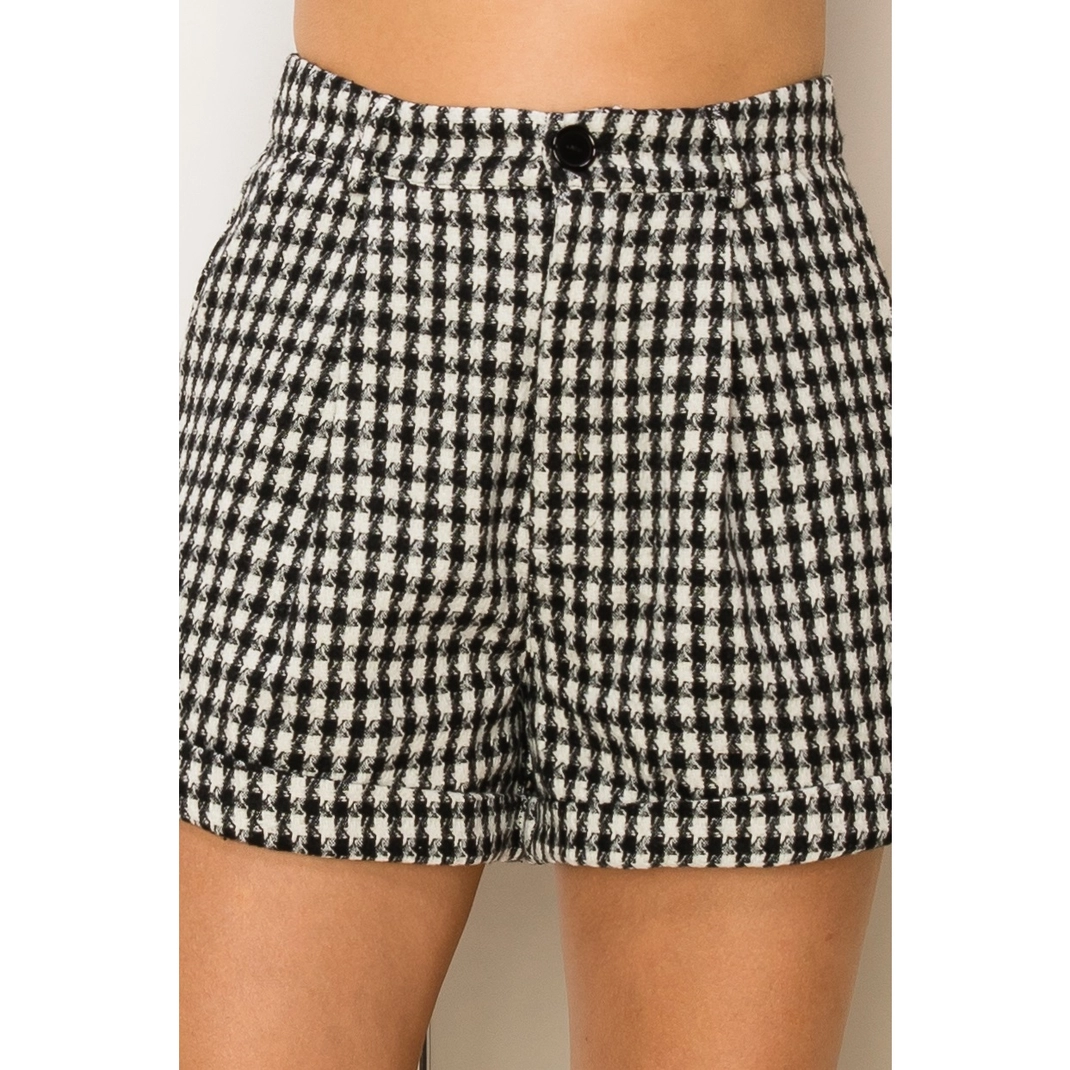 Black Easy Does It Houndstooth Shorts