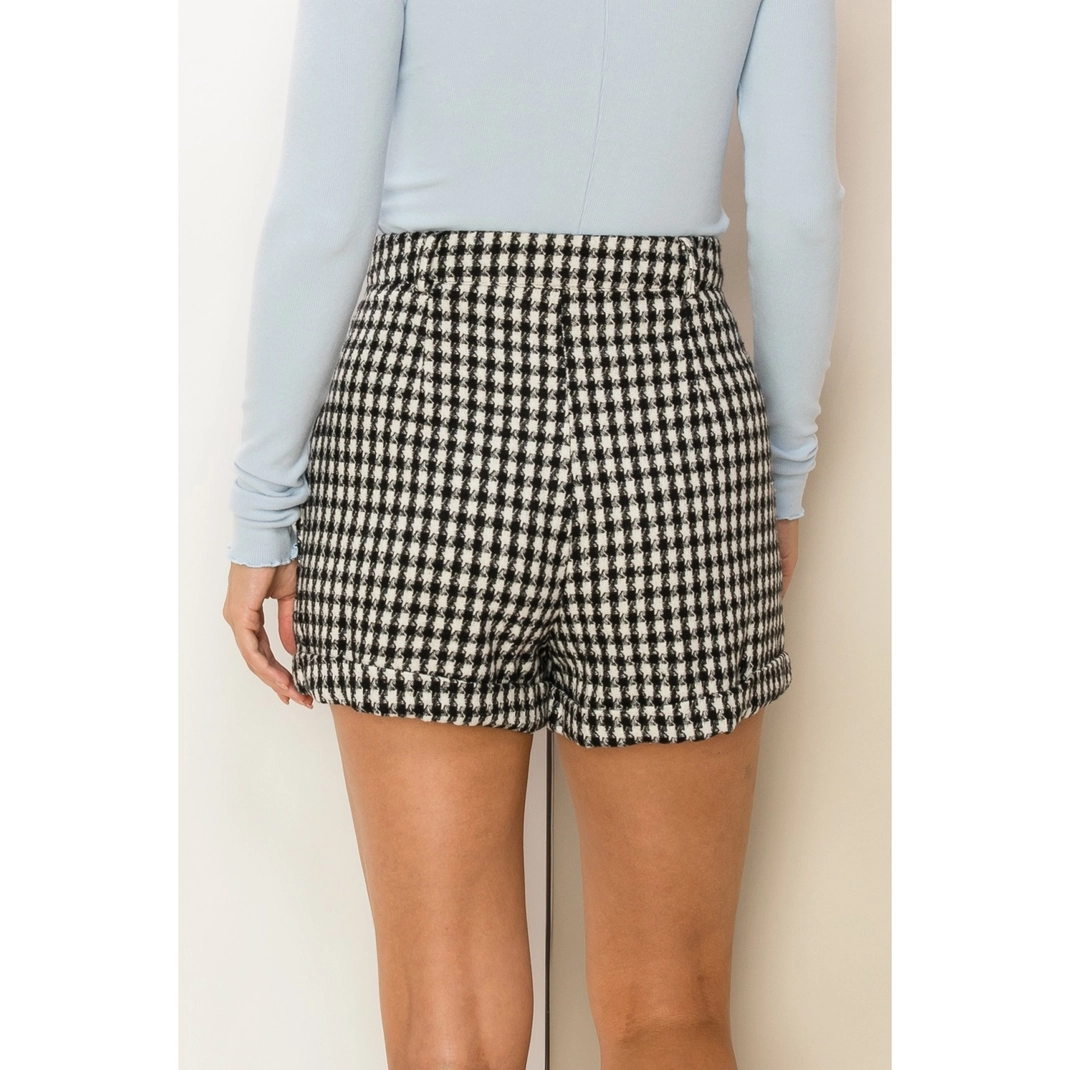 Black Easy Does It Houndstooth Shorts