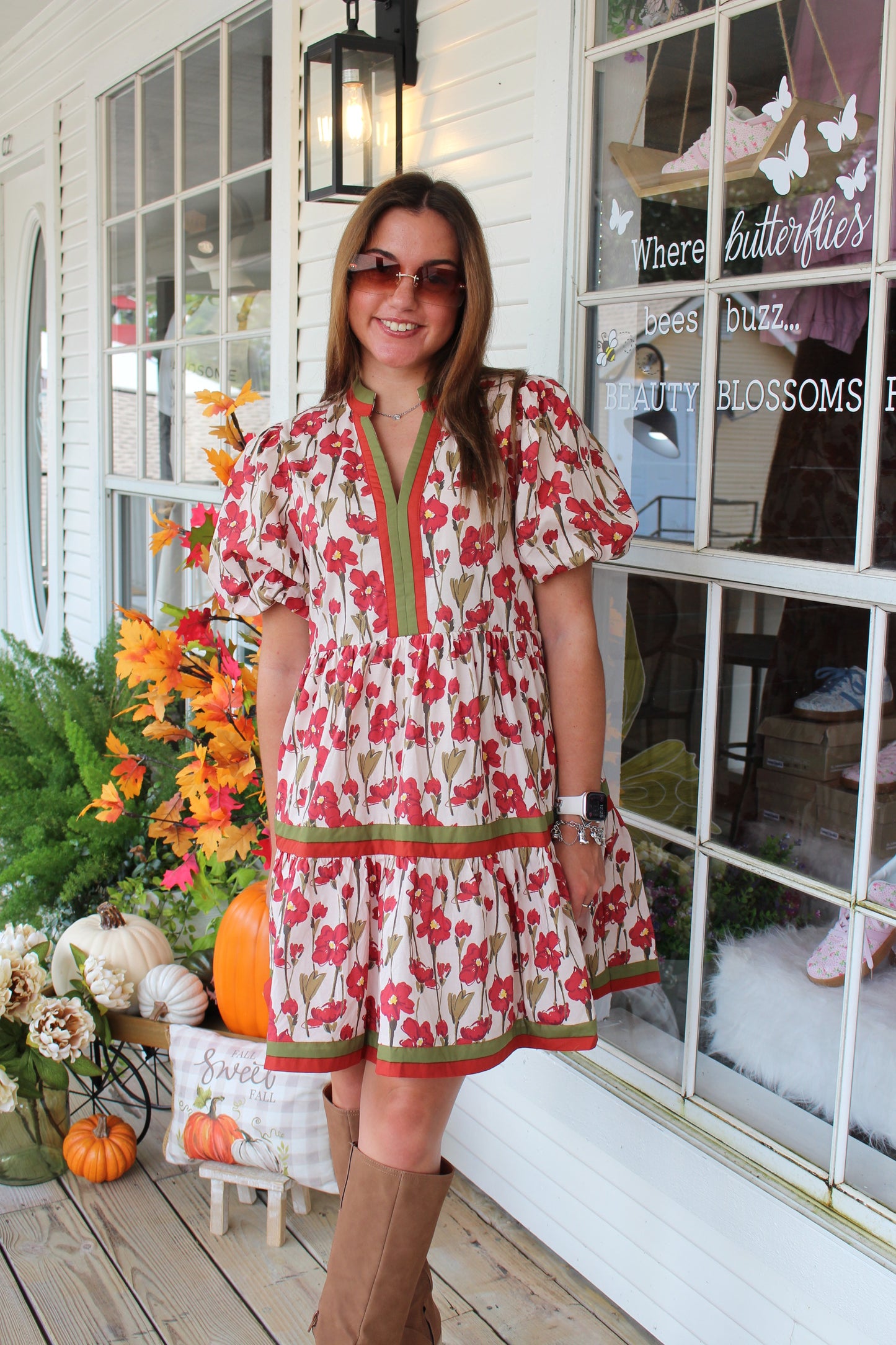 Rust Floral Mini Dress