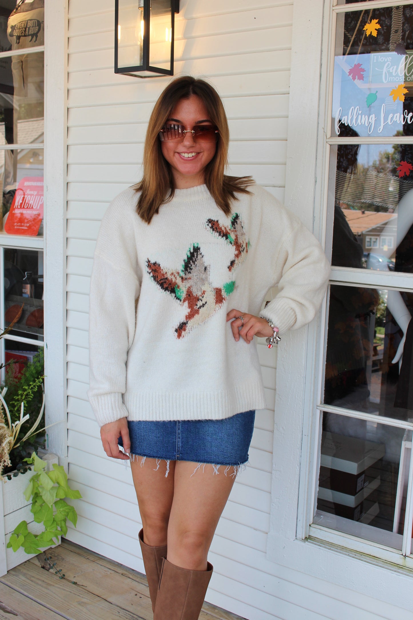 Cream Flying Mallards Sweater