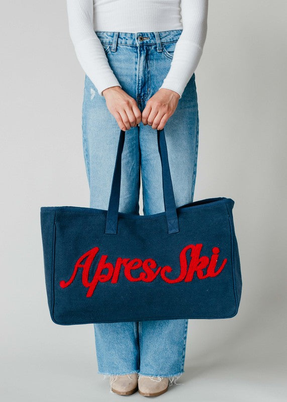 Navy and Red Apres Ski Tote