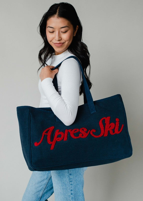 Navy and Red Apres Ski Tote