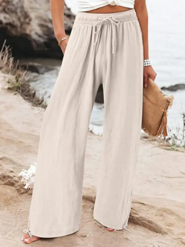 Apricot Wide Leg Drawstring Pants
