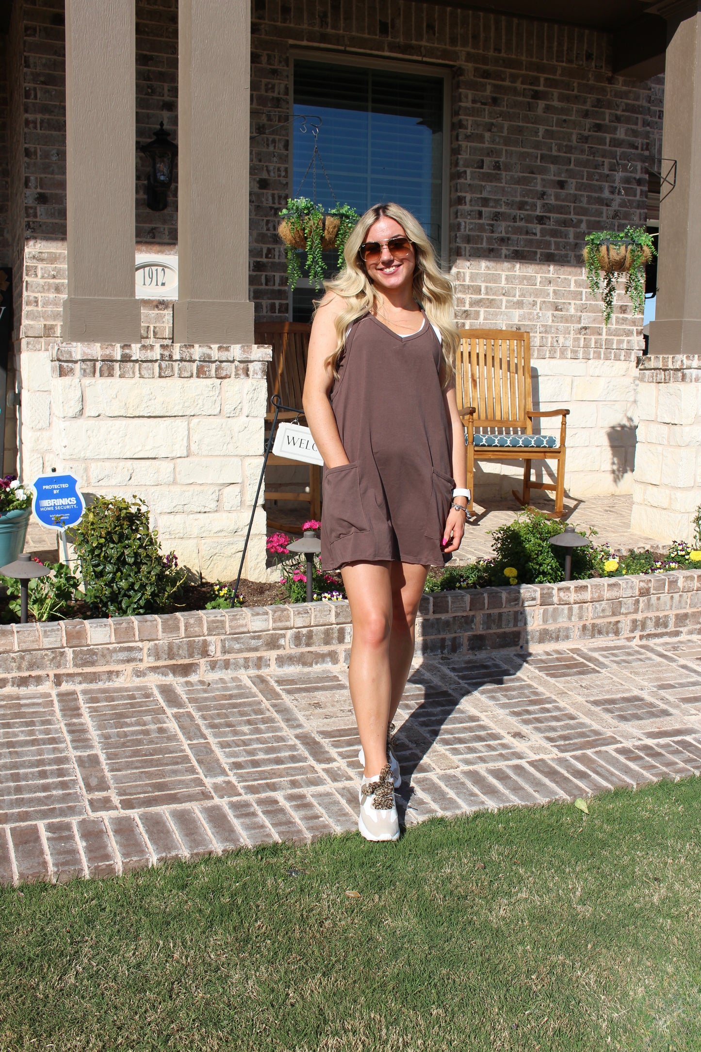 Brown Mini Dress with Pockets