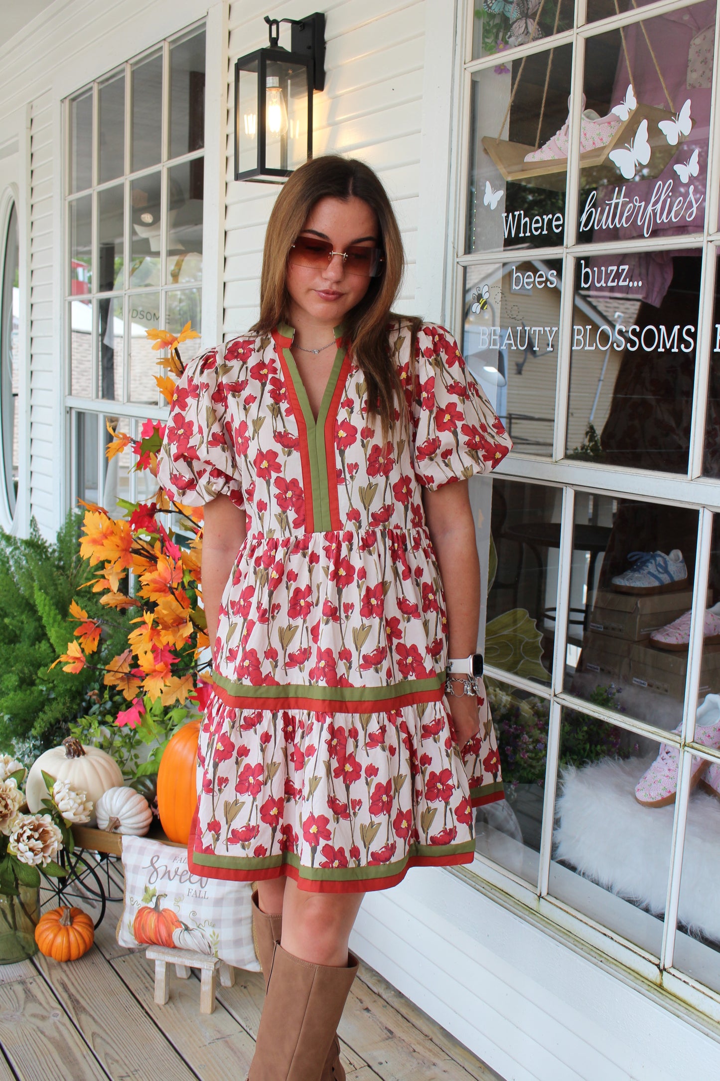 Rust Floral Mini Dress