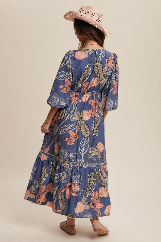 Denim Floral Maxi Dress
