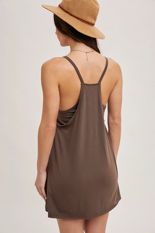 Brown Mini Dress with Pockets