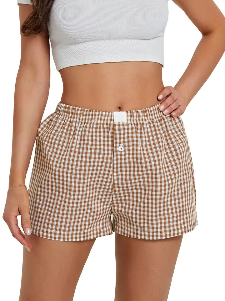 Coffee Gingham Boxers