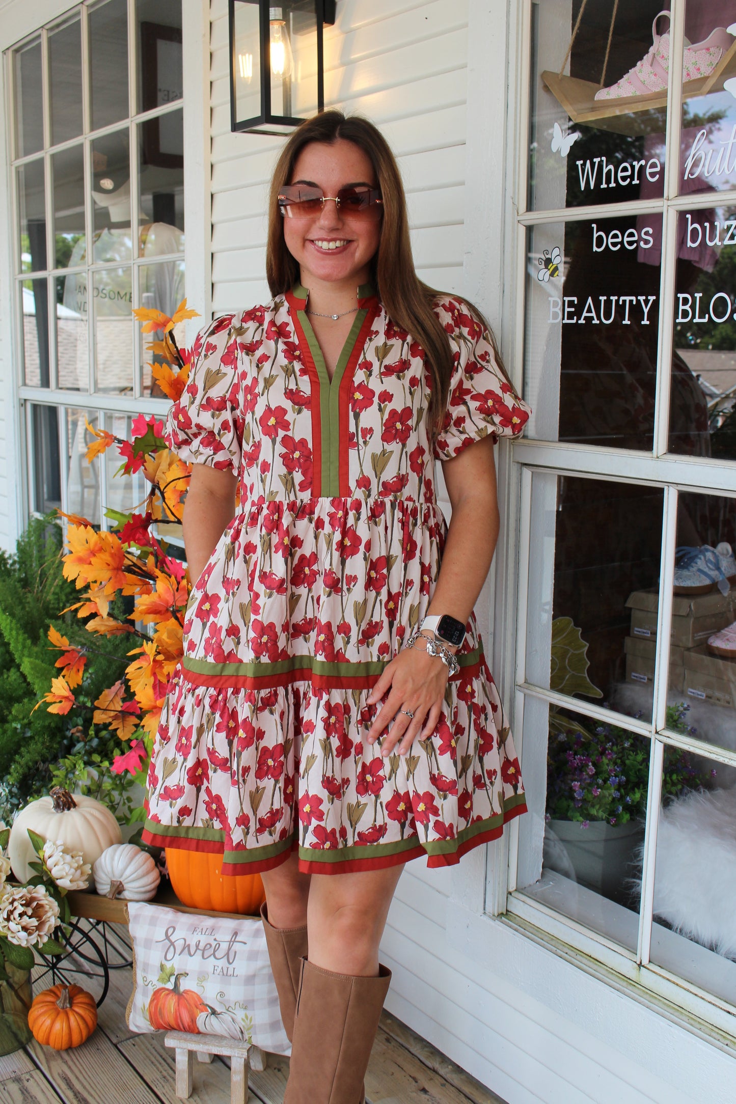 Rust Floral Mini Dress