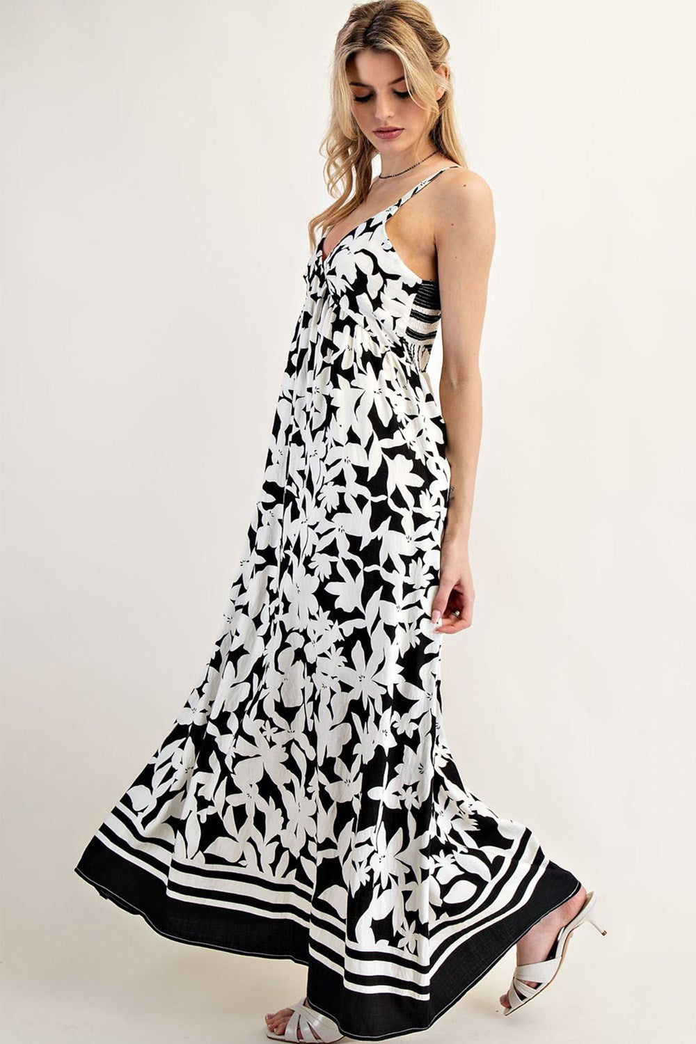 Black Floral Sleeveless Maxi Dress