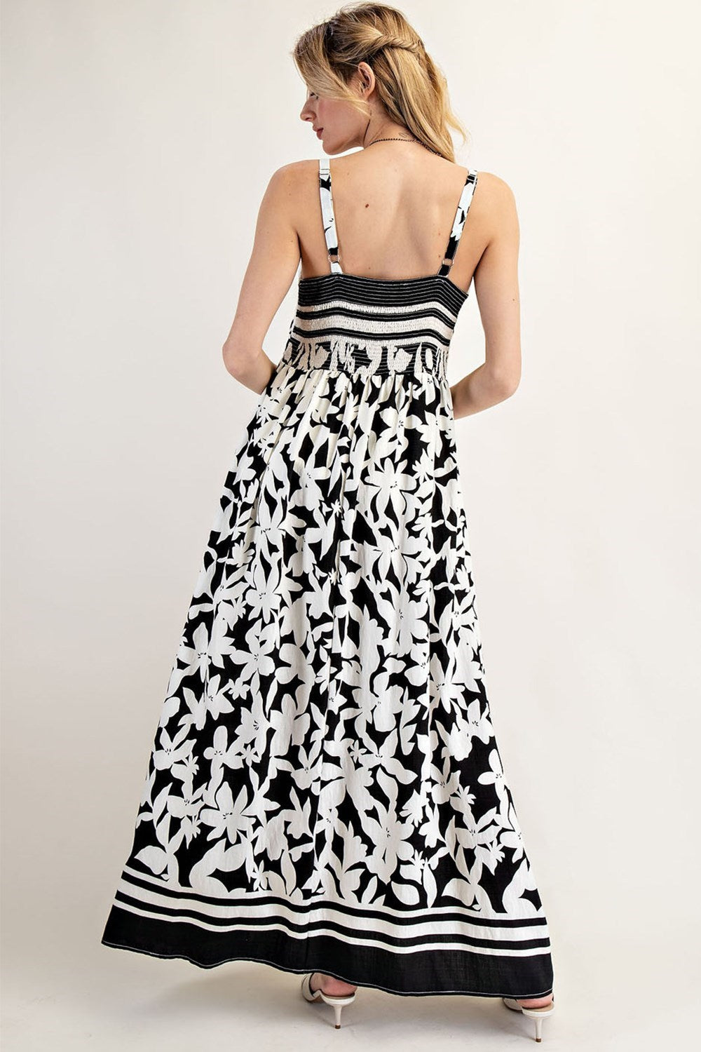 Black Floral Sleeveless Maxi Dress