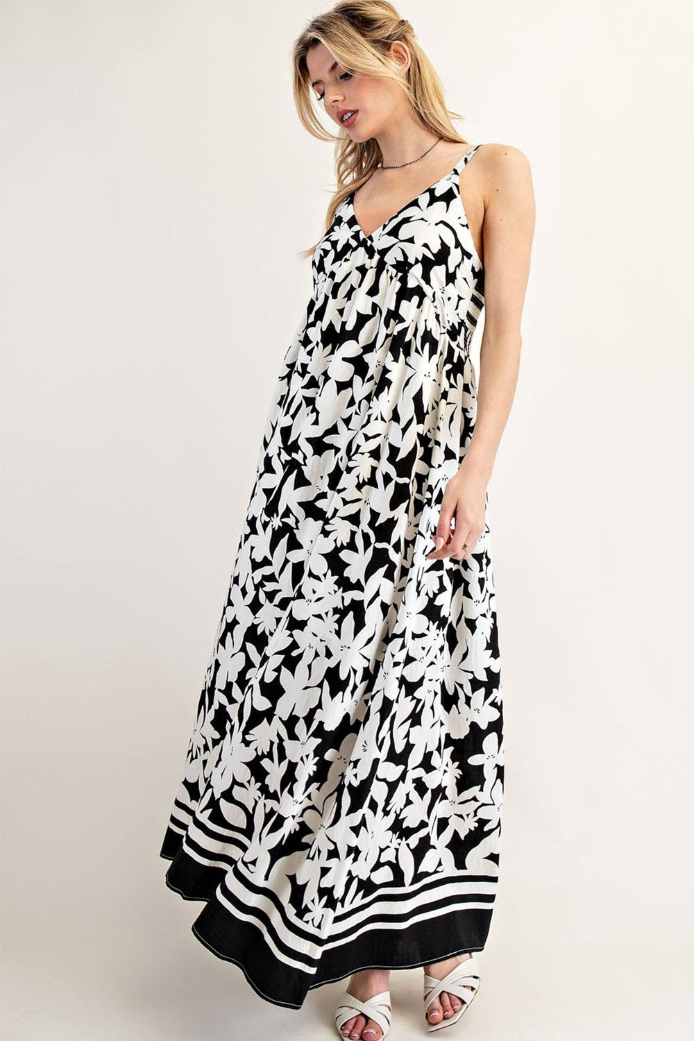 Black Floral Sleeveless Maxi Dress