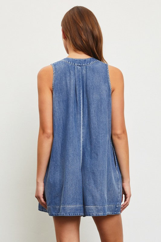 Demin Pleated Romper