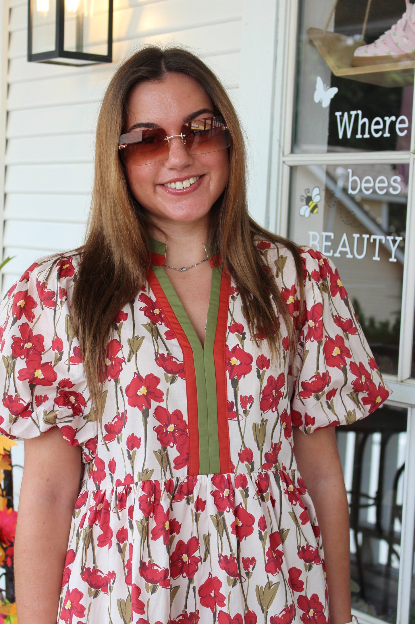 Rust Floral Mini Dress