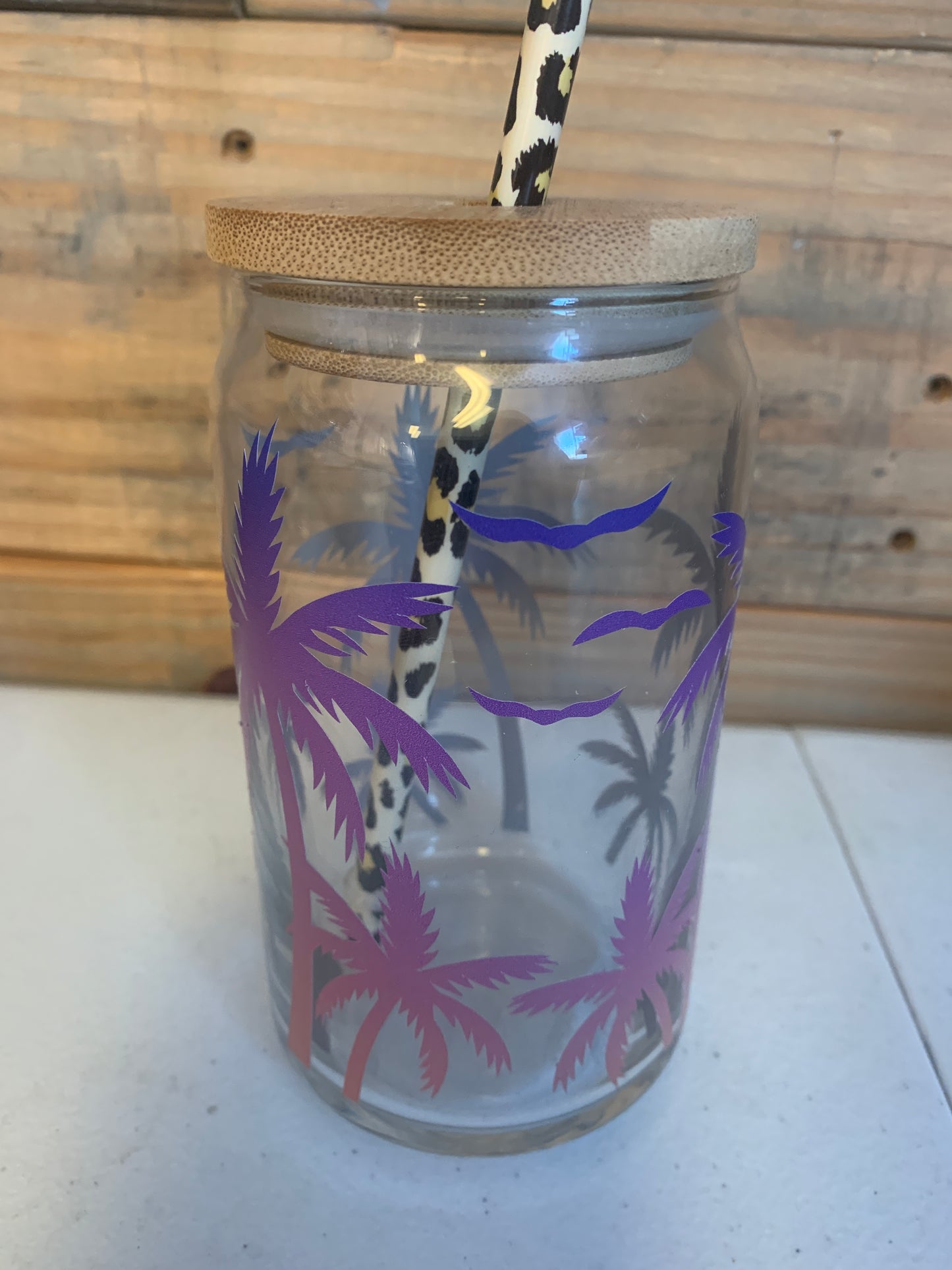 Beer Can Glass w/ Straws and Lids