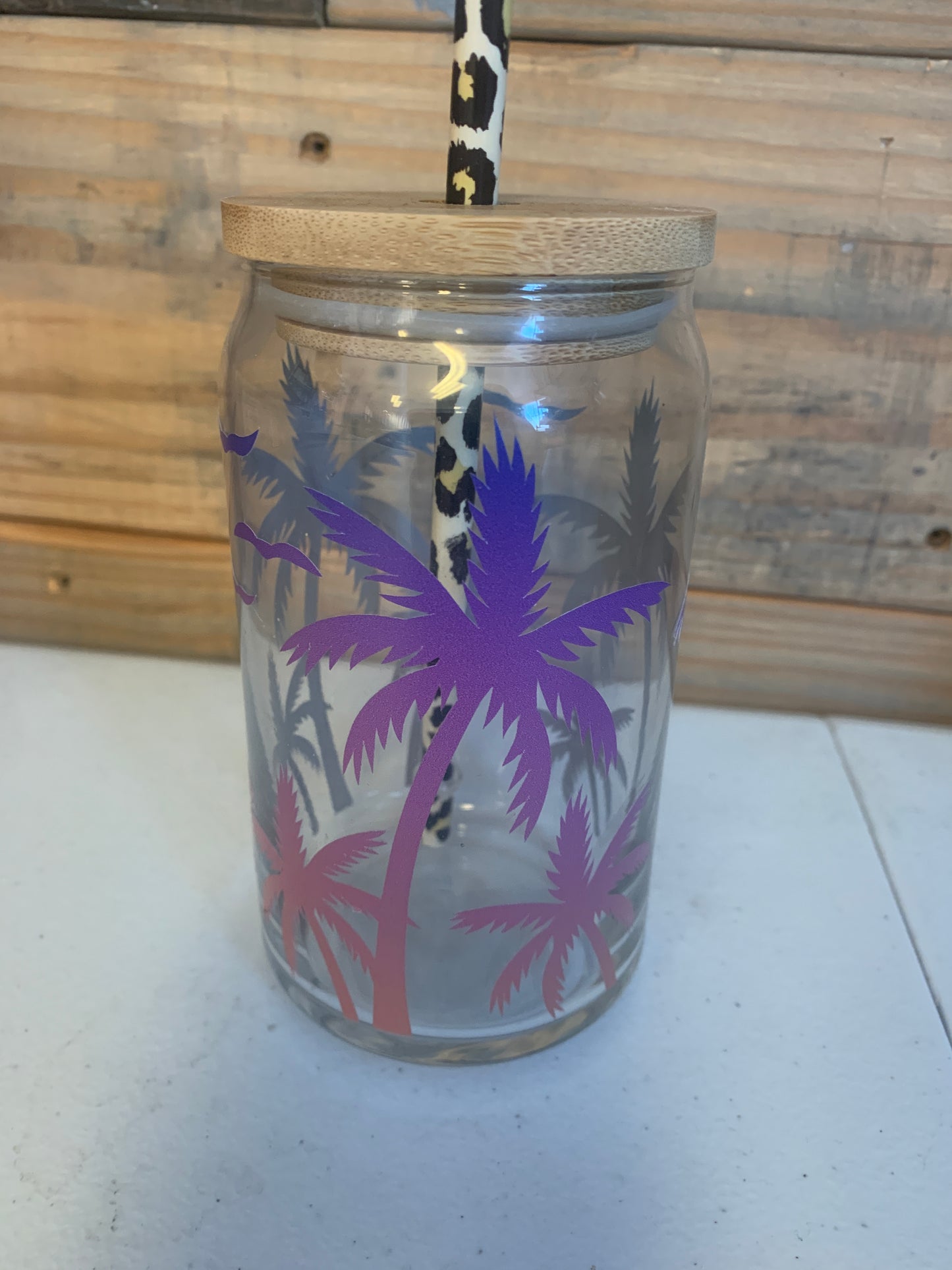 Beer Can Glass w/ Straws and Lids