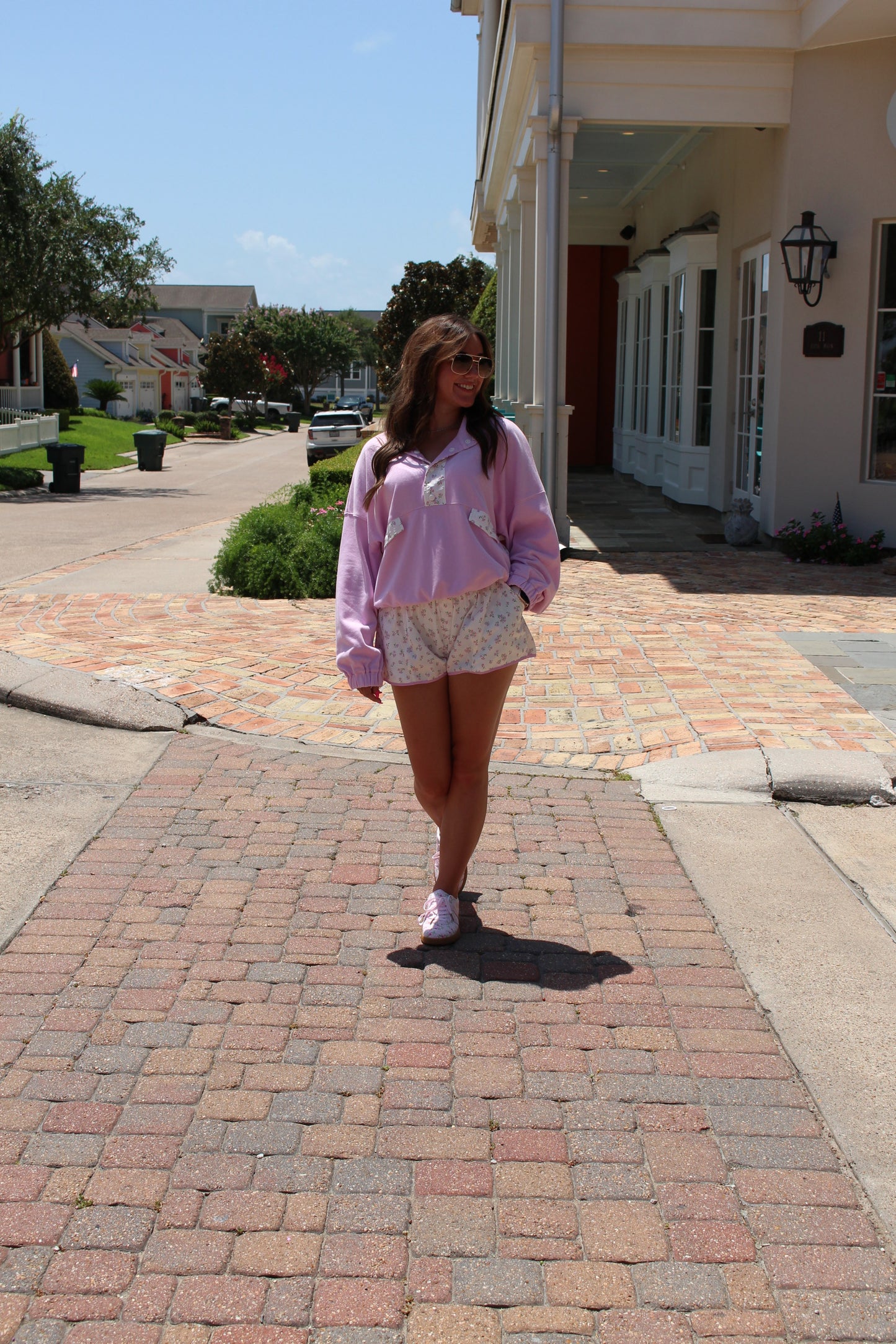 Pink Floral Sweatshirt and Short Set