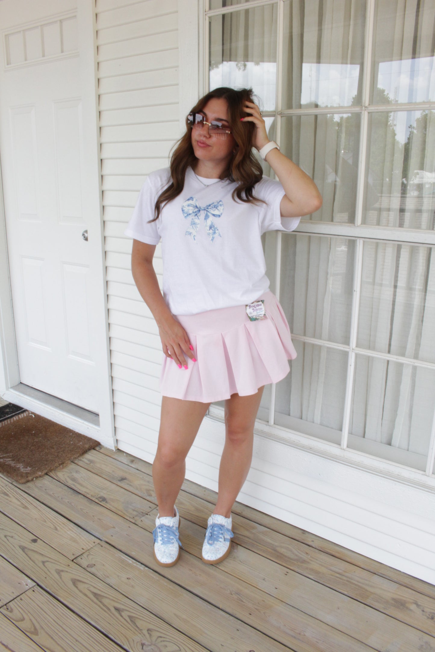 Blue Floral Bow T-Shirt