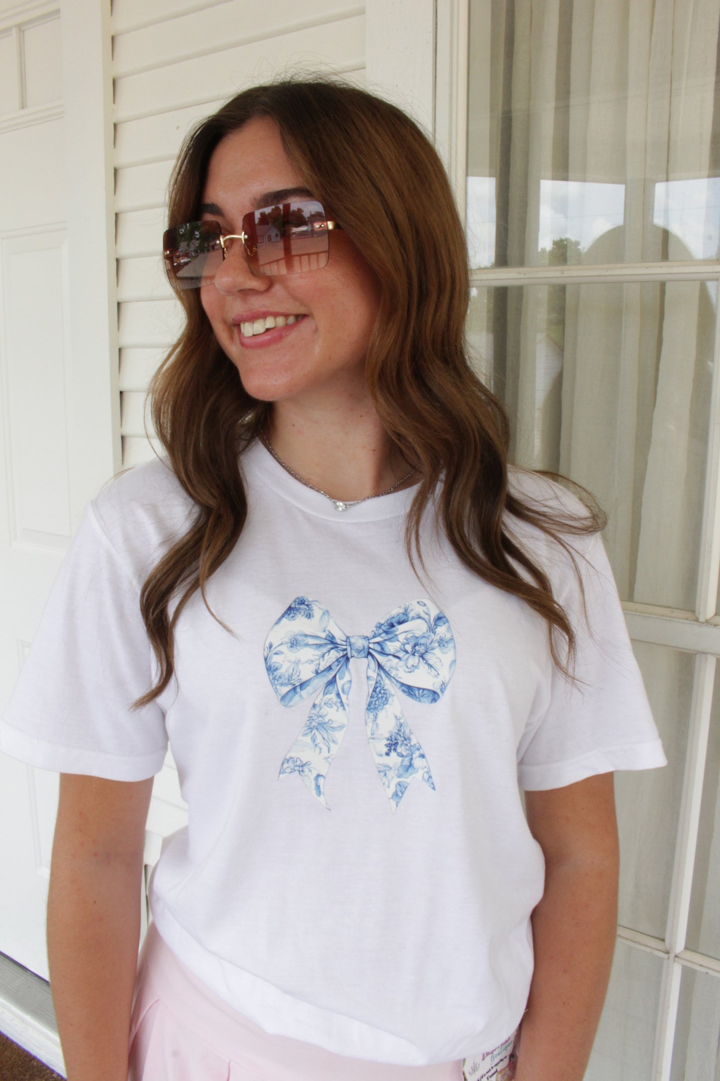 Blue Floral Bow T-Shirt