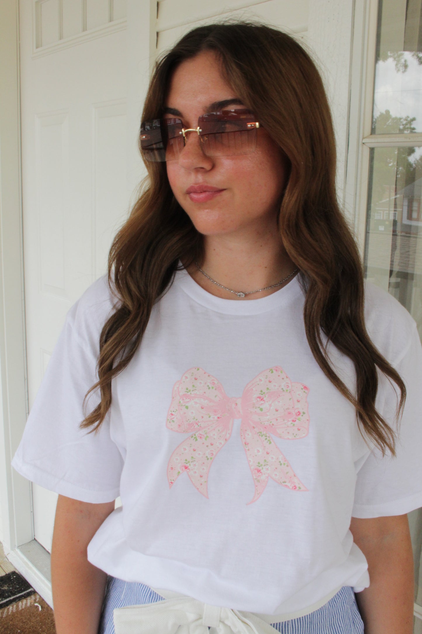 Pink Floral Bow T-Shirt