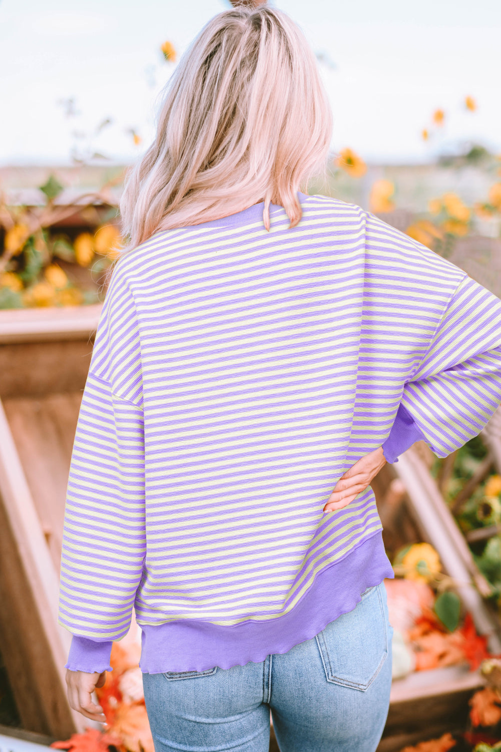 Purple Striped Long Sleeve Top
