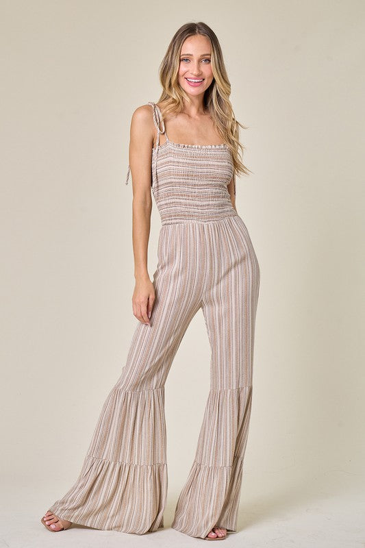 Printed Smocked Jumpsuit