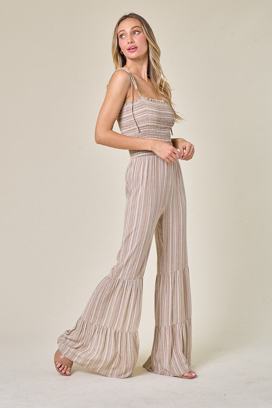 Printed Smocked Jumpsuit