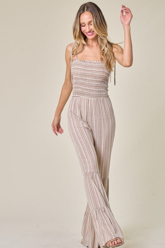 Printed Smocked Jumpsuit