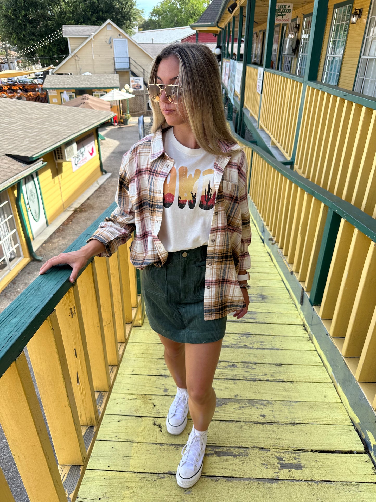 Pine Green Corduroy Mini Skirt