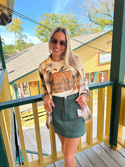 Pine Green Corduroy Mini Skirt