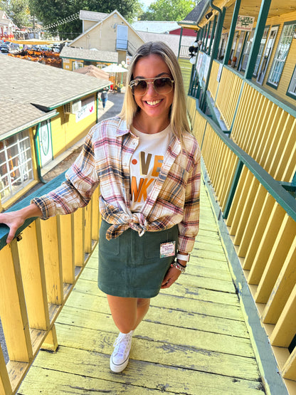 Pine Green Corduroy Mini Skirt