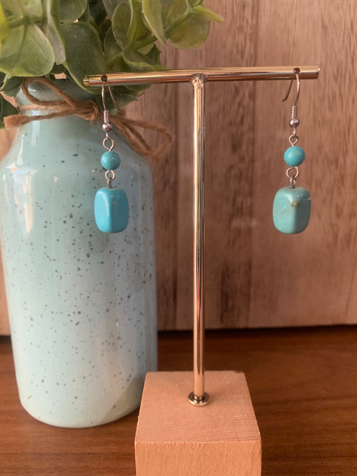 Silver and Turquoise Dangly Earrings