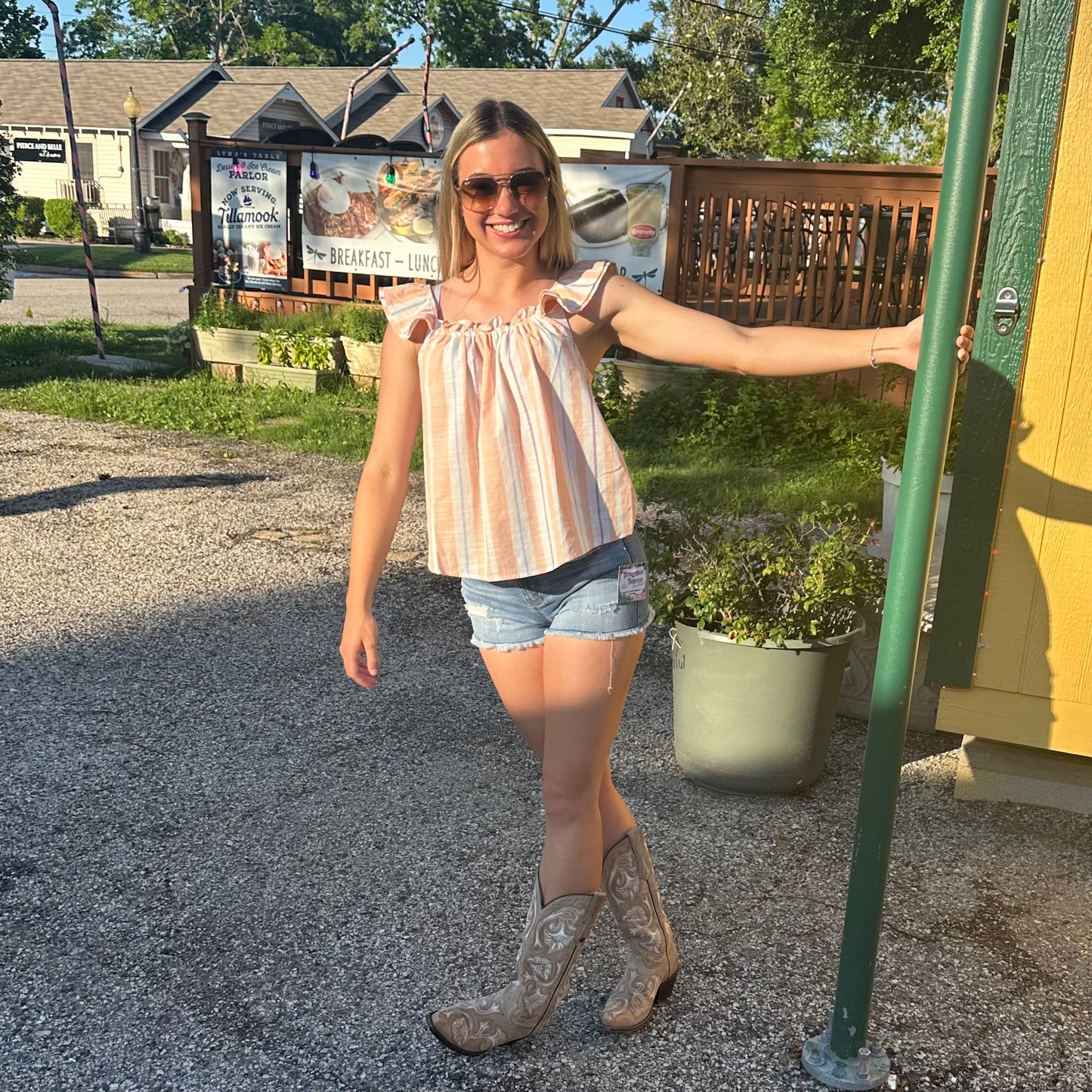 Peach Striped Top