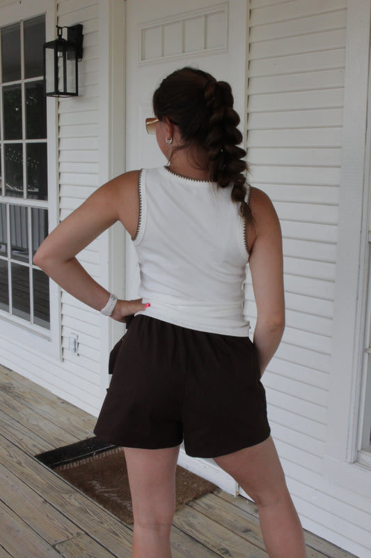 Brown Braided Bow Skort