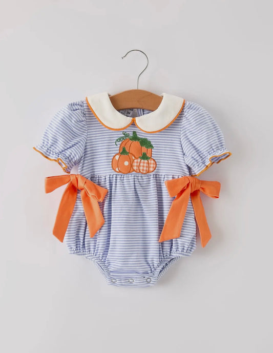 Pumpkin Bow Infant Romper