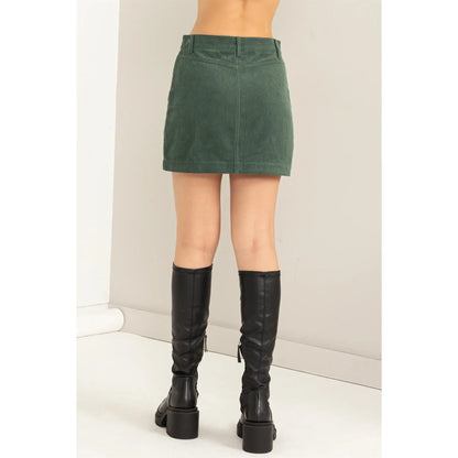 Pine Green Corduroy Mini Skirt