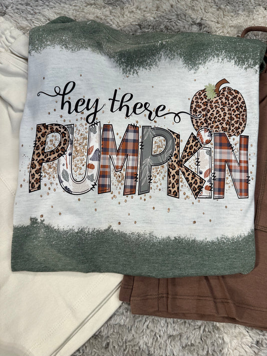 Heather Military Green "Hey There Pumpkin" Tee