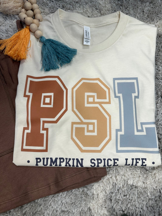 Heather Natural "PSL" (Pumpkin Spice Life) Tee