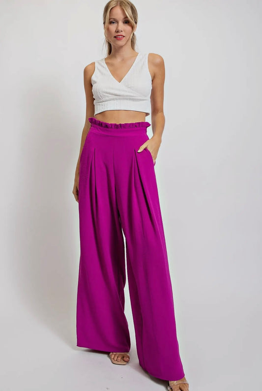 Magenta Wide-Leg Pants