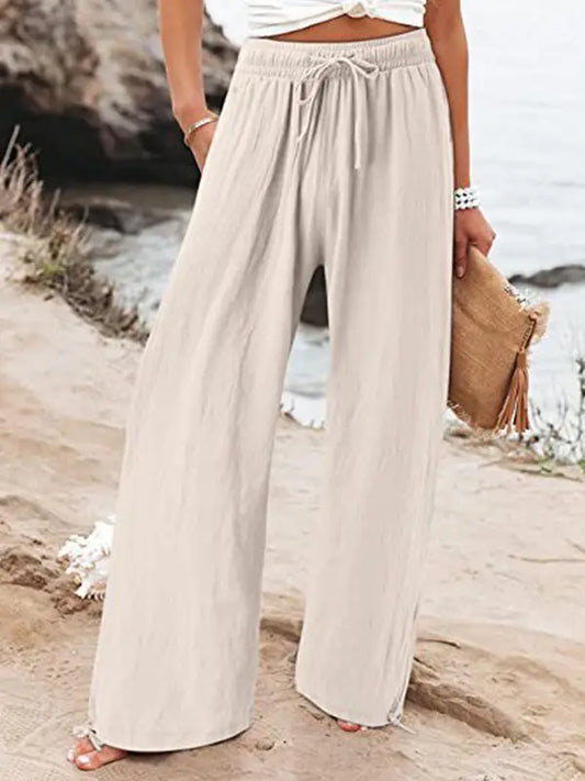 Apricot Wide Leg Drawstring Pants