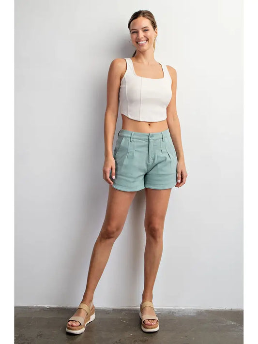 Aqua Sage Cotton Shorts