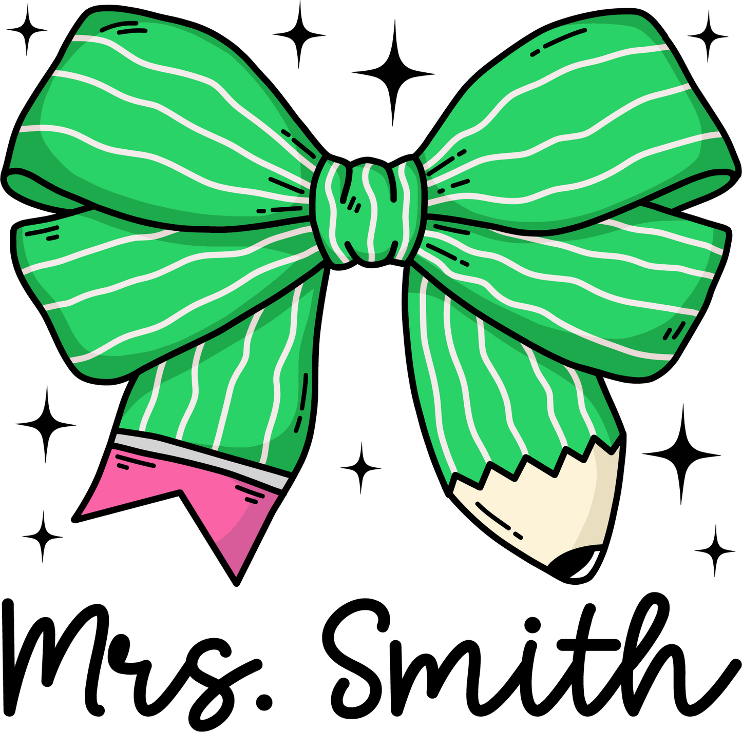 Green Pencil Bow Tee