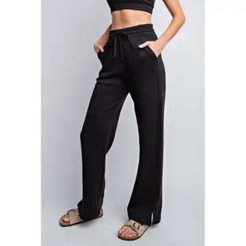 Black Fleece Straight Leg Pants - Curvy