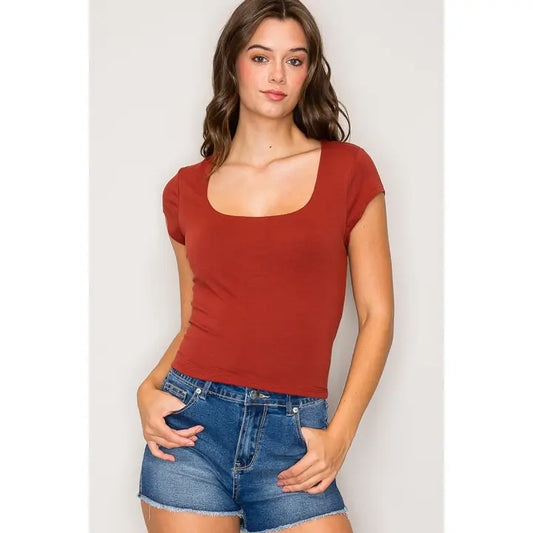 Chili Red Square Neck Top