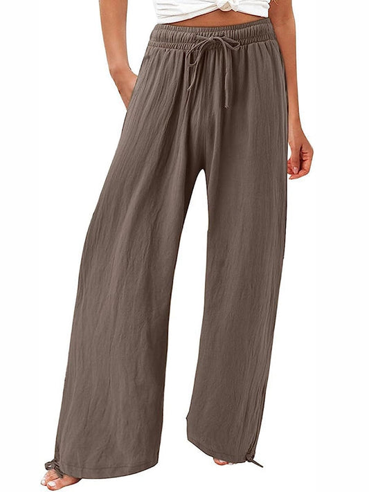 Coffee Wide Leg Drawstring Pants